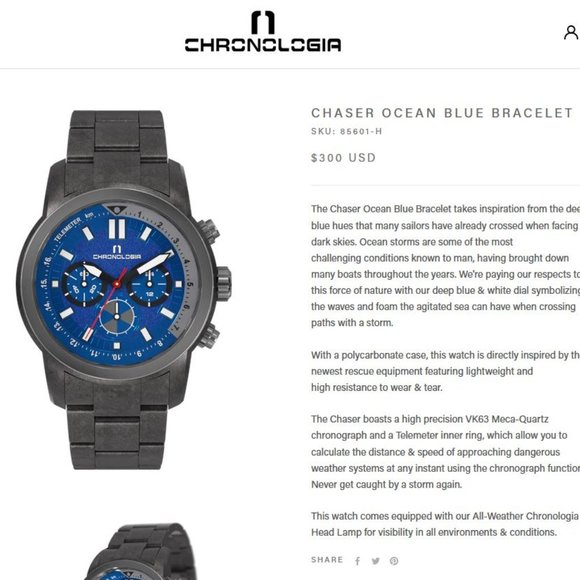 Chronologia Men's 85601-H Chaser Ocean Watch - Picture 10 of 10